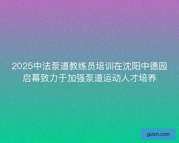 2025中法泵道教练员培训在沈阳中德园启幕致力于加强泵道运动人才培养