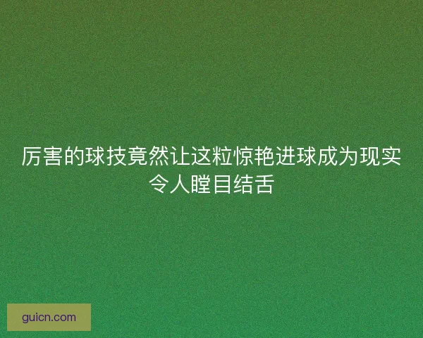 厉害的球技竟然让这粒惊艳进球成为现实令人瞠目结舌 厉害的球技竟然让这粒惊艳进球成为现实令人瞠目结舌